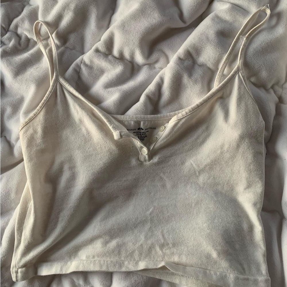 cremish white cropped tank top brandy melville
